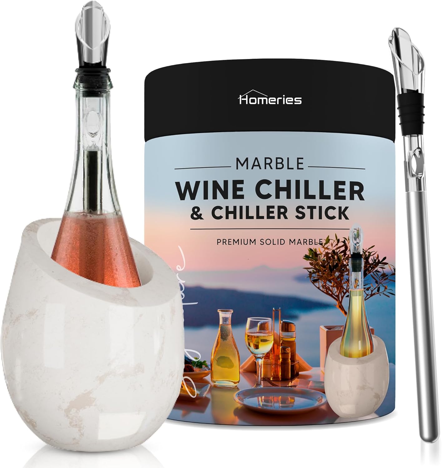 Marble Wine Chiller Bucket - Elegant Cooler for Parties & Events