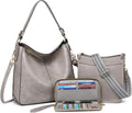 Purses for Women 3PCS Set Large PU Leather Crossbody Tote - Grey