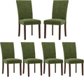Upholstered Parsons Dining Chairs Set of 6 - Green, Nailhead Trim