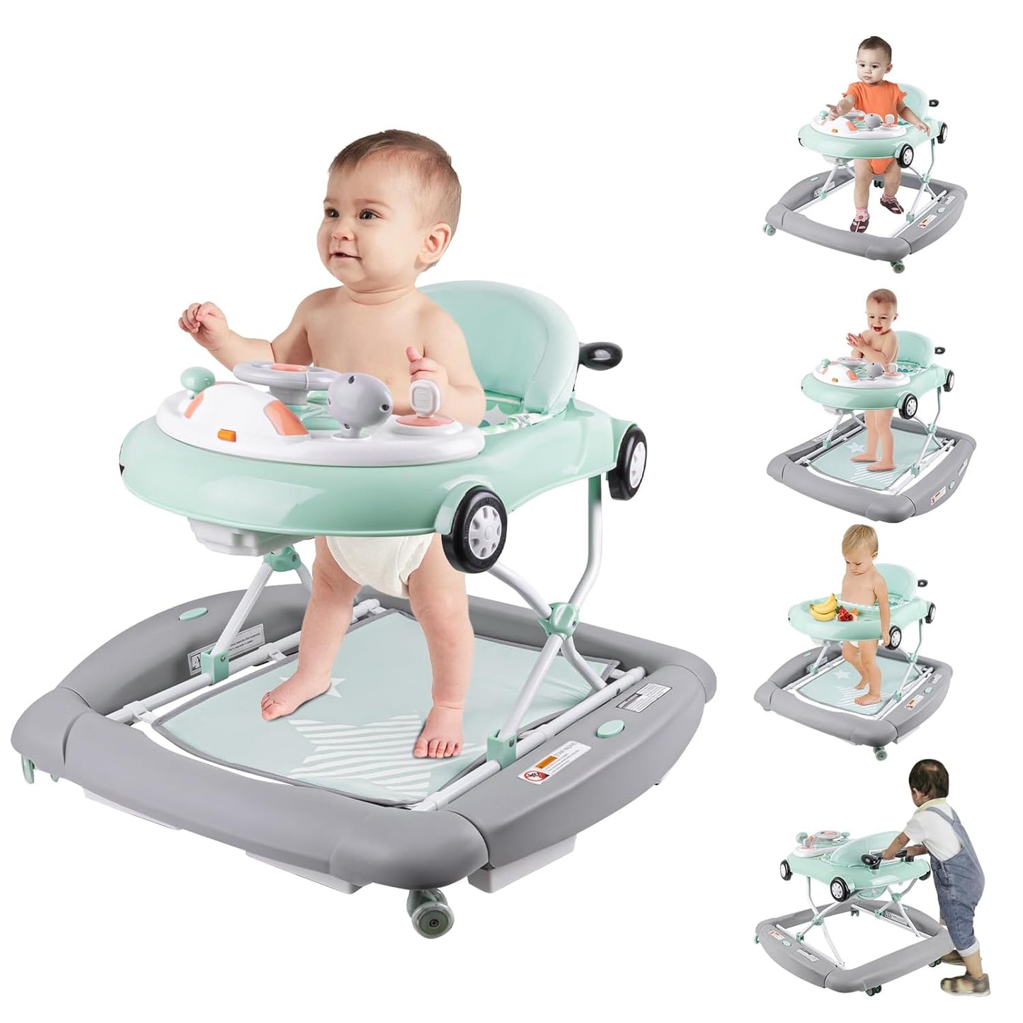 5 in 1 Baby Walker with Wheels and Adjustable Music Sound