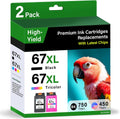 67XL Ink Cartridges Black/Color Combo Pack Replacements for HP Ink 67