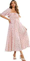 R.Vivimos Women Summer Half Sleeve Cotton Ruffled Backless A Line Midi