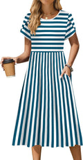 Zeagoo Women Summer Short Sleeve Midi Dress with Pockets - Flowy loose