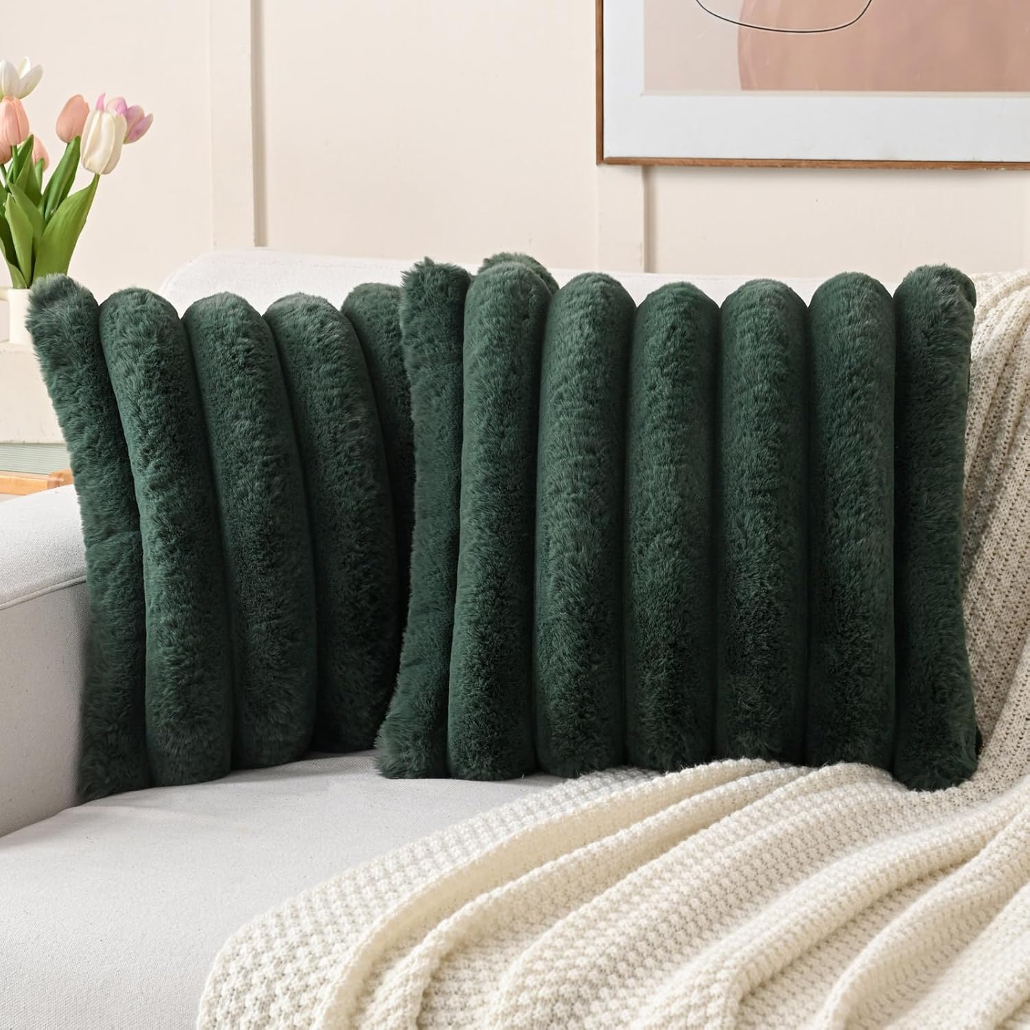 FUTEI Dark Green Decorative Throw Pillow Covers for Home