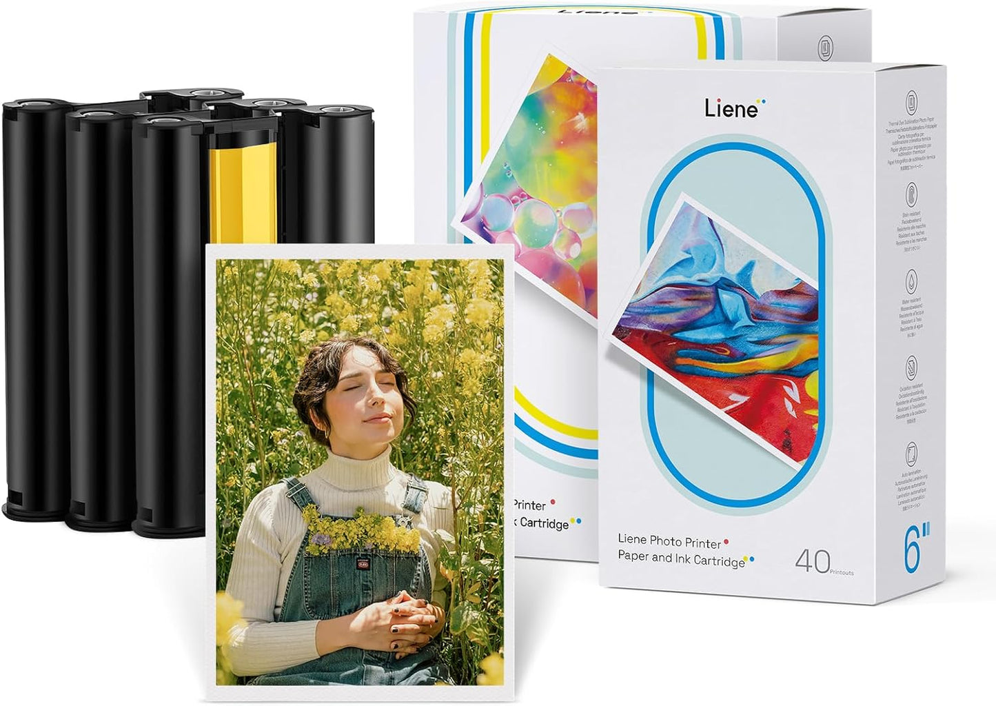 Liene Photo Printer Bundle: 120 Sheets, 3 Refills