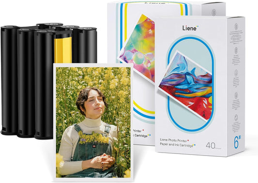 Liene Photo Printer Bundle: 120 Sheets, 3 Refills