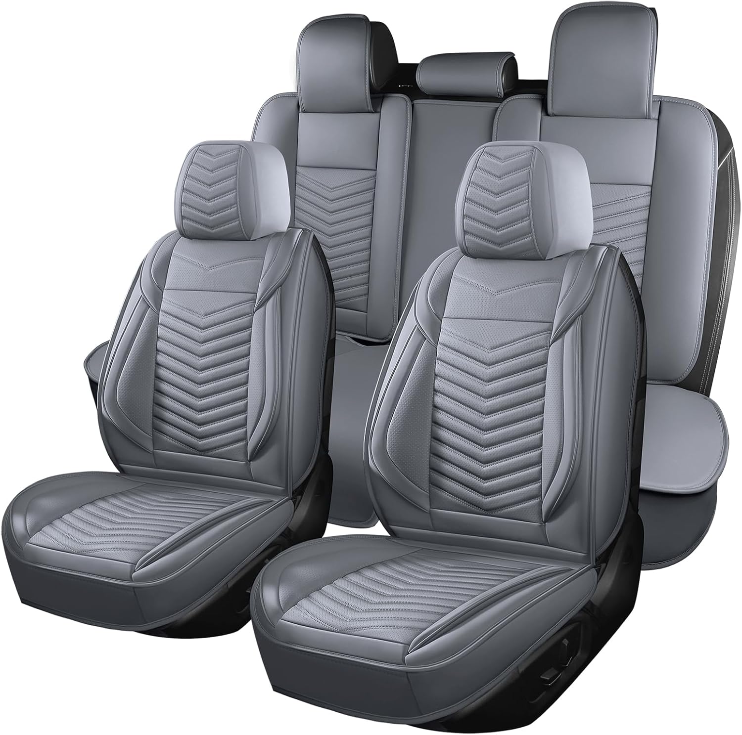 Car Seat Covers - Breathable Waterproof Faux Leather Set for Cars