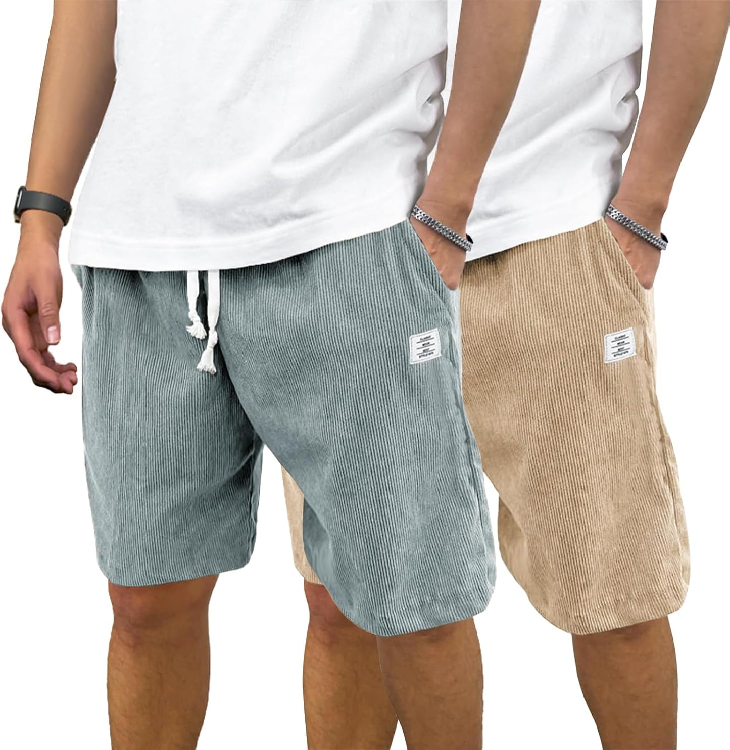 PLEPAN Mens Corduroy Shorts for Summer Beach and Casual Wear