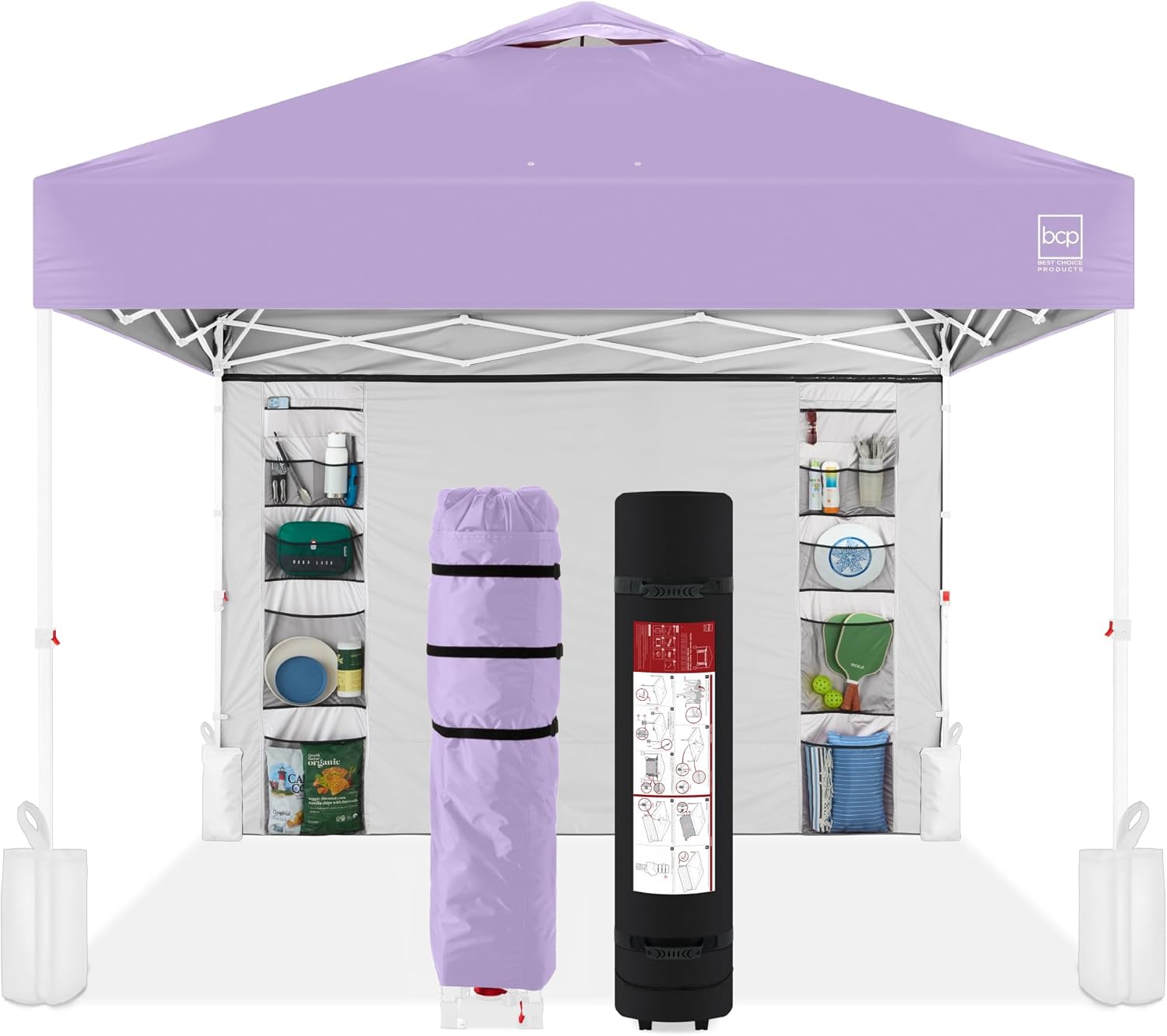 10x10ft Easy Pop Up Canopy with Side Wall for Events