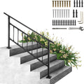 Outdoor Stair Railing for 1-4 Steps - Adjustable Matte Black Handrail