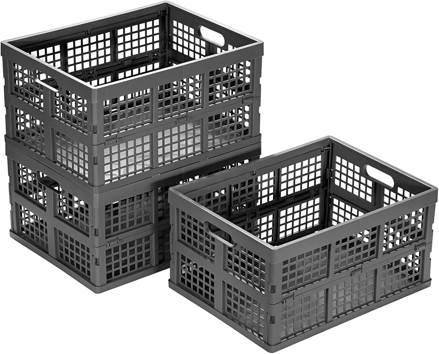 34L Large Plastic Folding Storage Crates for Versatile Use