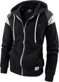 Men's Full Zip Fleece Hoodie Color Block Slim Fit (Style T2FY)