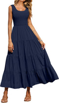 PRETTYGARDEN Women's Casual Smocked Tank Tiered Maxi Dress Size