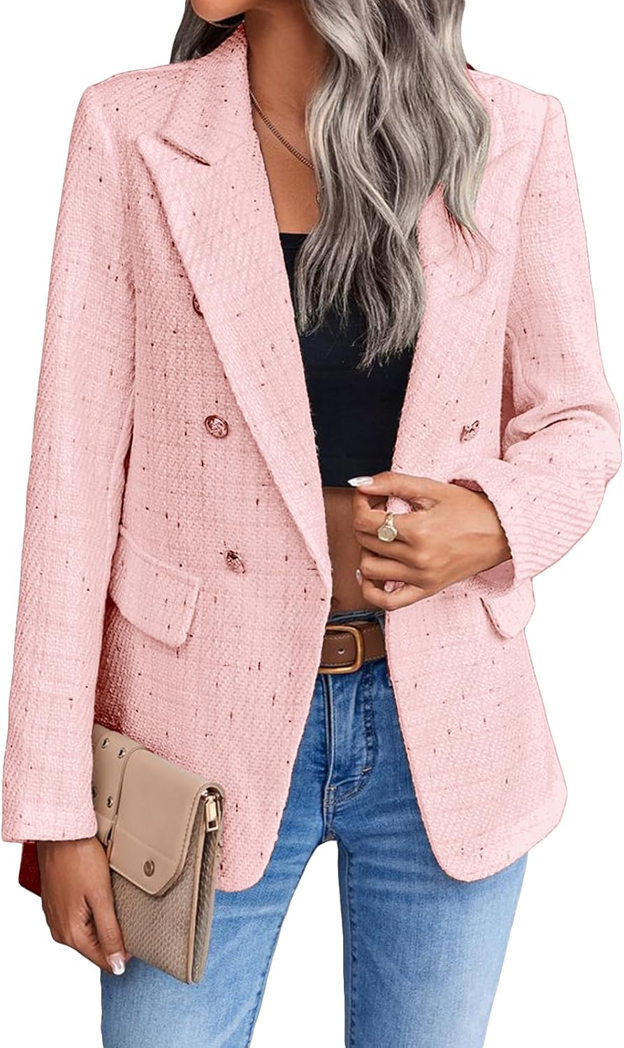 Mina Self 2025 Winter Women's Tweed Plaid Blazer Jacket Review