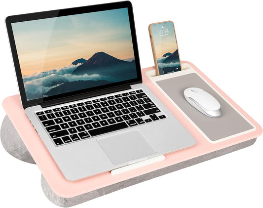 Pink LapDesk with Mouse Pad & Phone Holder - Fits 15.6 Laptops