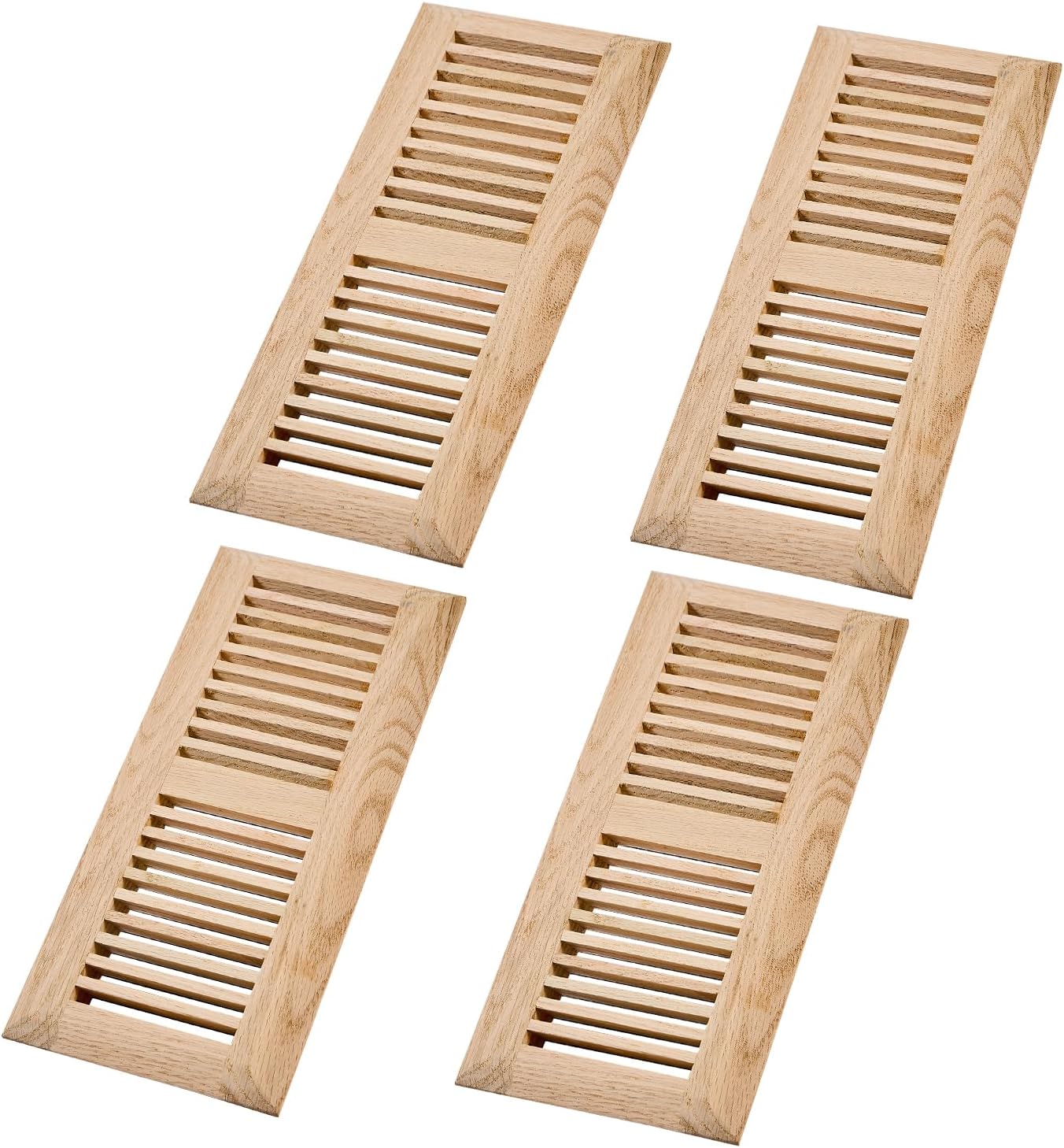 4 Pcs Pack Hardwood Red Oak Floor Register with Damper 4x12 Inch