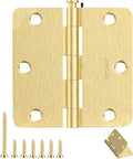 Door Hinges Satin Brass 3.5 in Rounded Interior Hinges - Quiet Durable