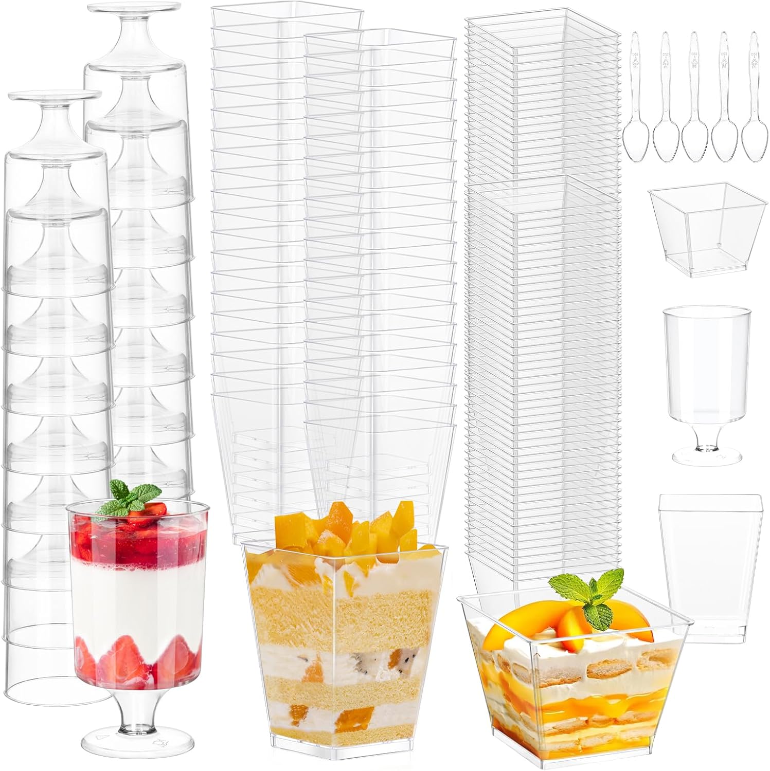 300 Packs 5oz Dessert Cups with Spoons for Parties and Events