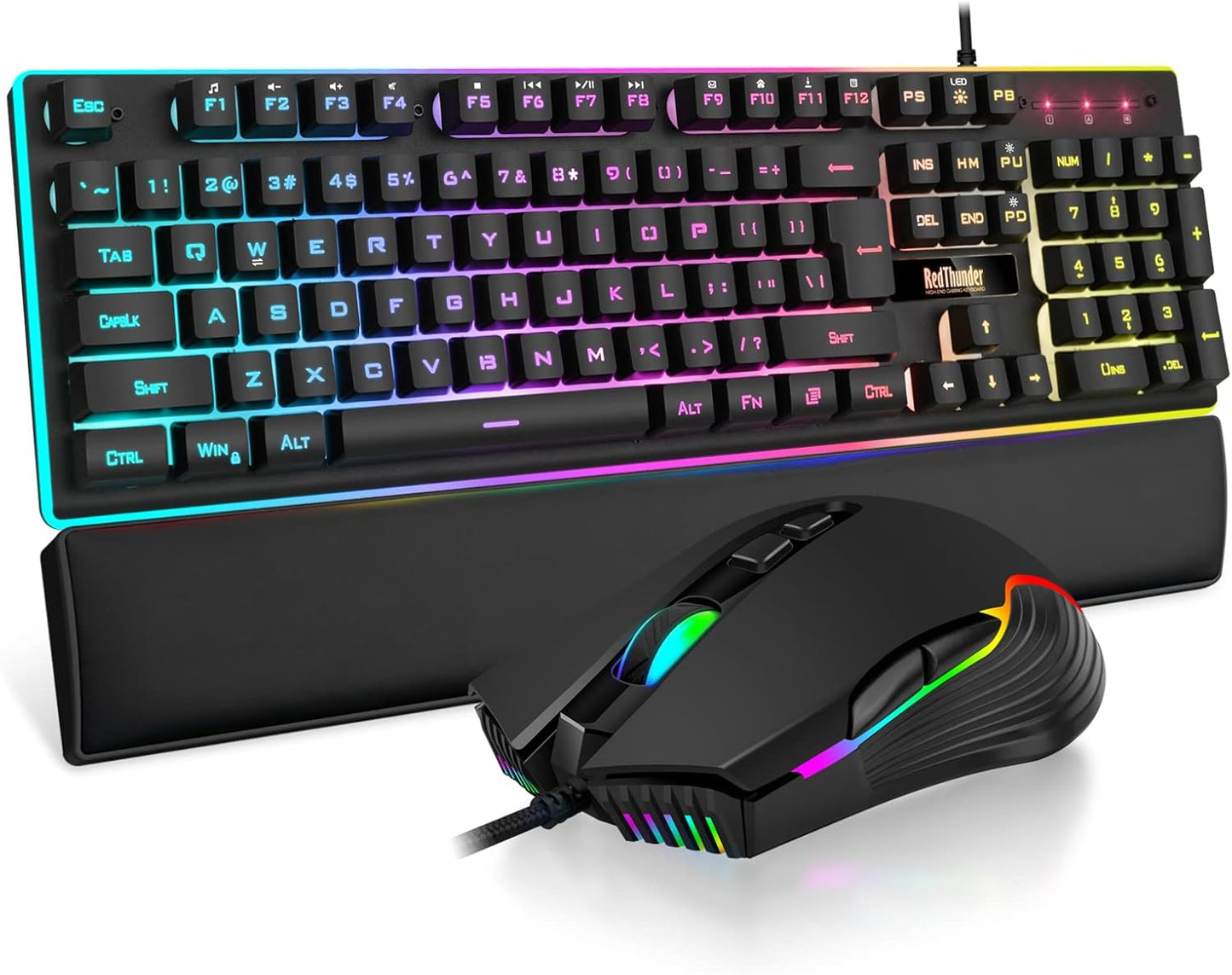 RedThunder Gaming Combo: RGB Backlit Keyboard + 7200 DPI Mouse