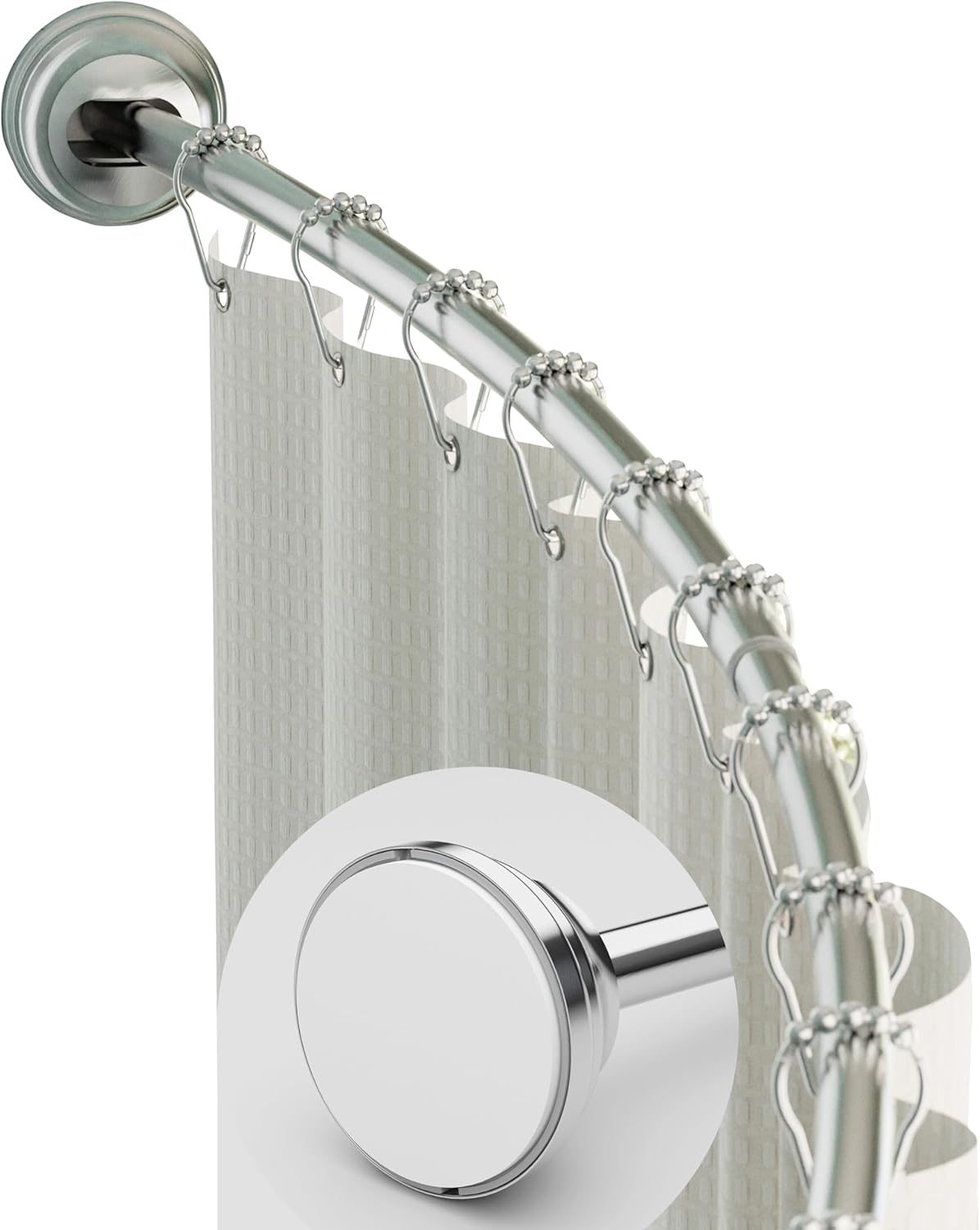 Rustproof Curved Shower Rod, Easy Install, 50-72 - Zenna Home