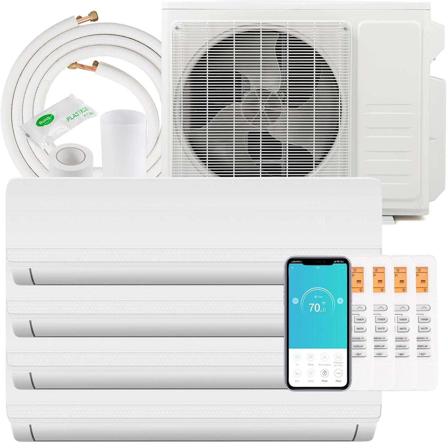 SIMOE Quad Zone Mini Split: Cools 2200 Sq.Ft, Energy Efficient, Alexa Compatible