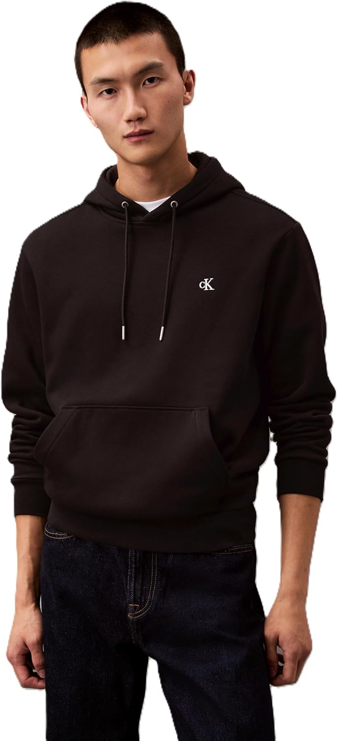 Calvin Klein Men's Monogram Logo Fleece Hoodie for Comfort