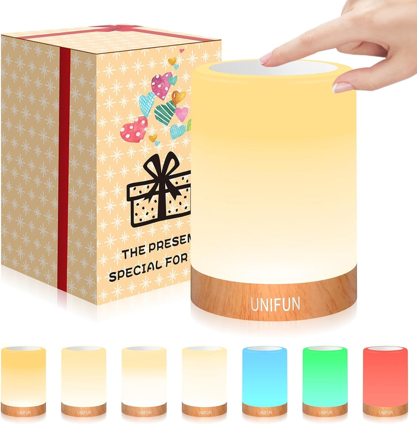Touch Sensor Table Lamp, Dimmable Warm & Colorful Light, Gift Pack