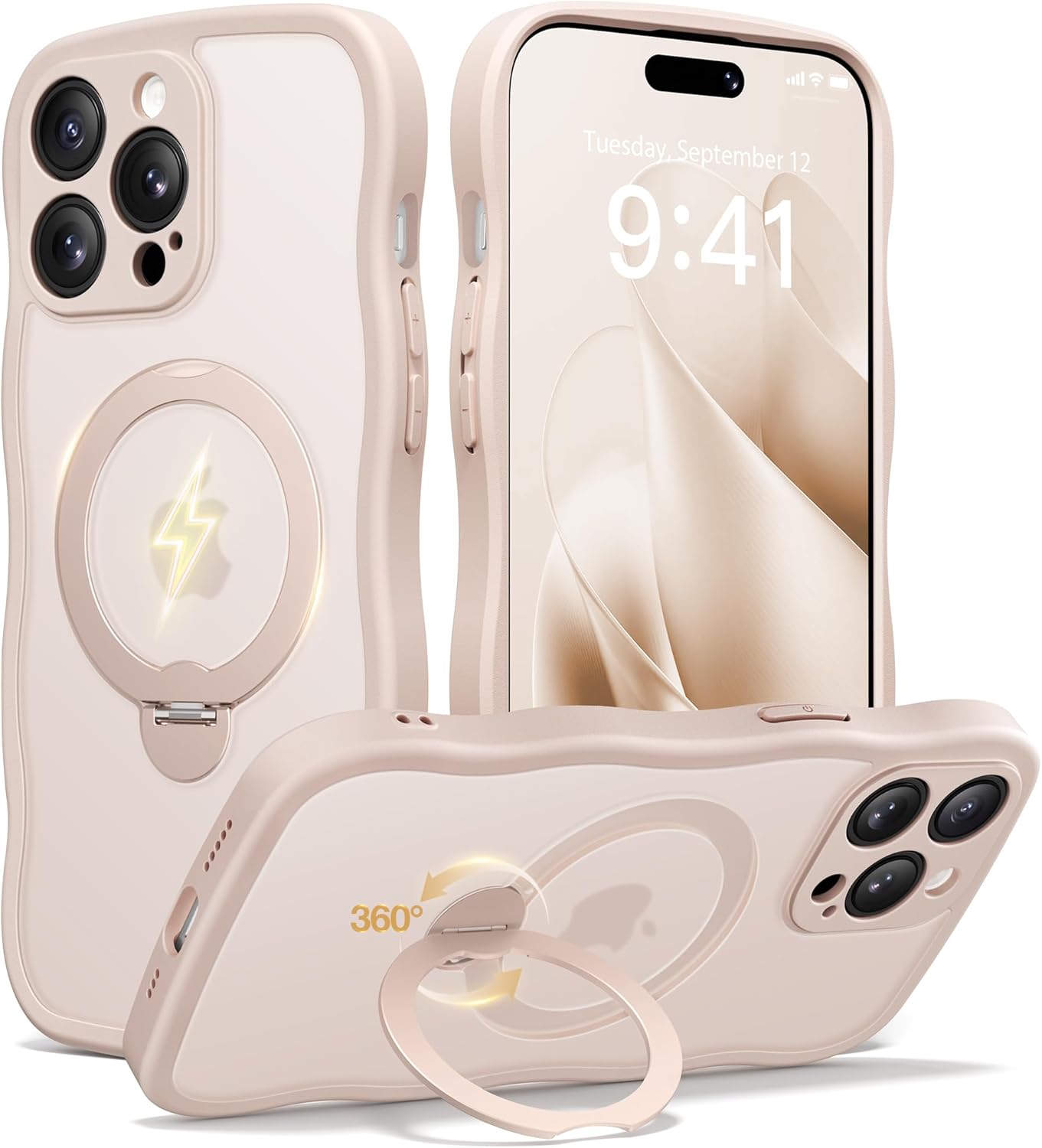 CAPRARO iPhone 14 Pro Case with 360 Spin Magnetic Stand