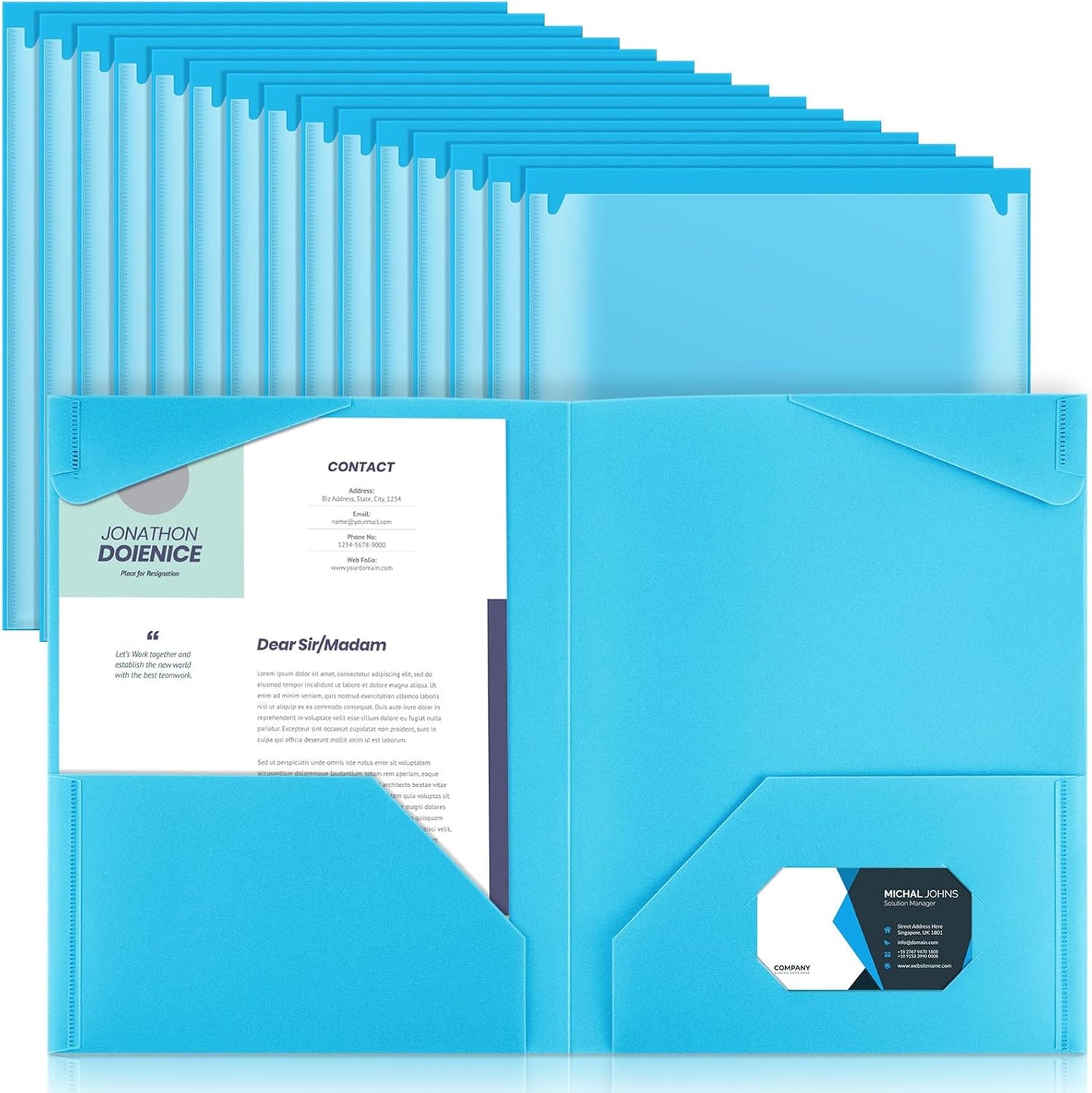 Henoyso 36 Pcs Plastic Folders with Clear Front Pockets