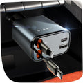 4 in 1 Retractable Car Charger 69W - Long 47.24 in Cable