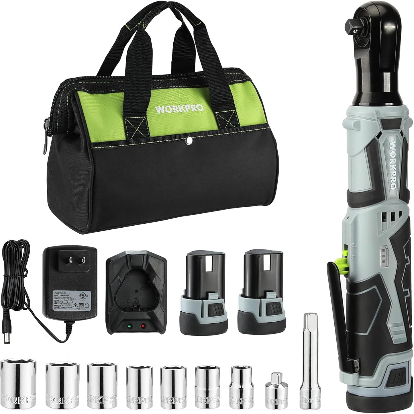 WORKPRO Cordless Electric Ratchet Wrench Kit for Easy Repairs