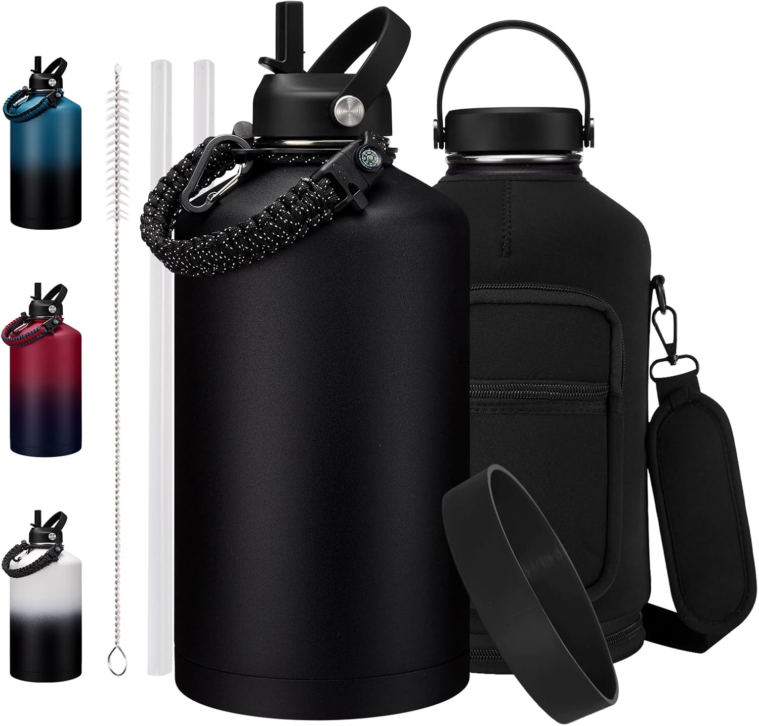 1 Gallon Insulated Water Jug with Straw - Perfect for Travel