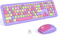 KNOWSQT Wireless Keyboard and Mouse Combo, Pale Purple - Quiet