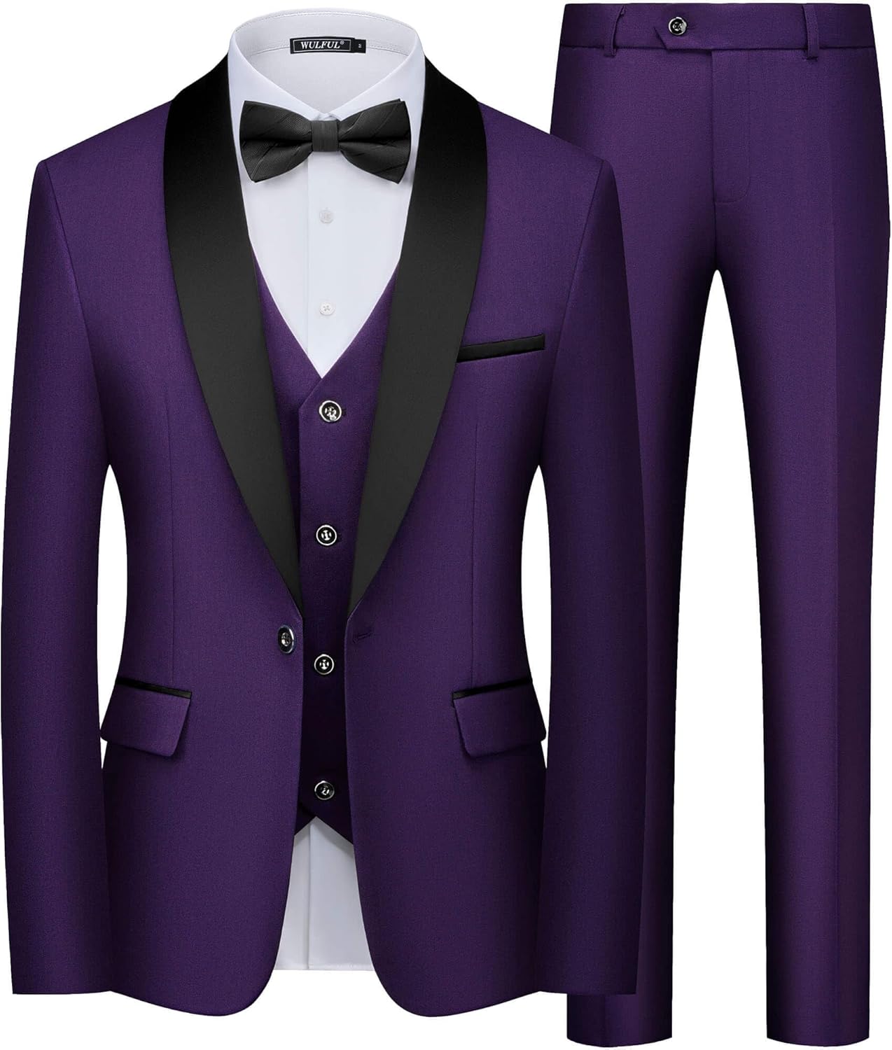 WULFUL Men's Slim Fit Tuxedo Suit Set for Prom and Business