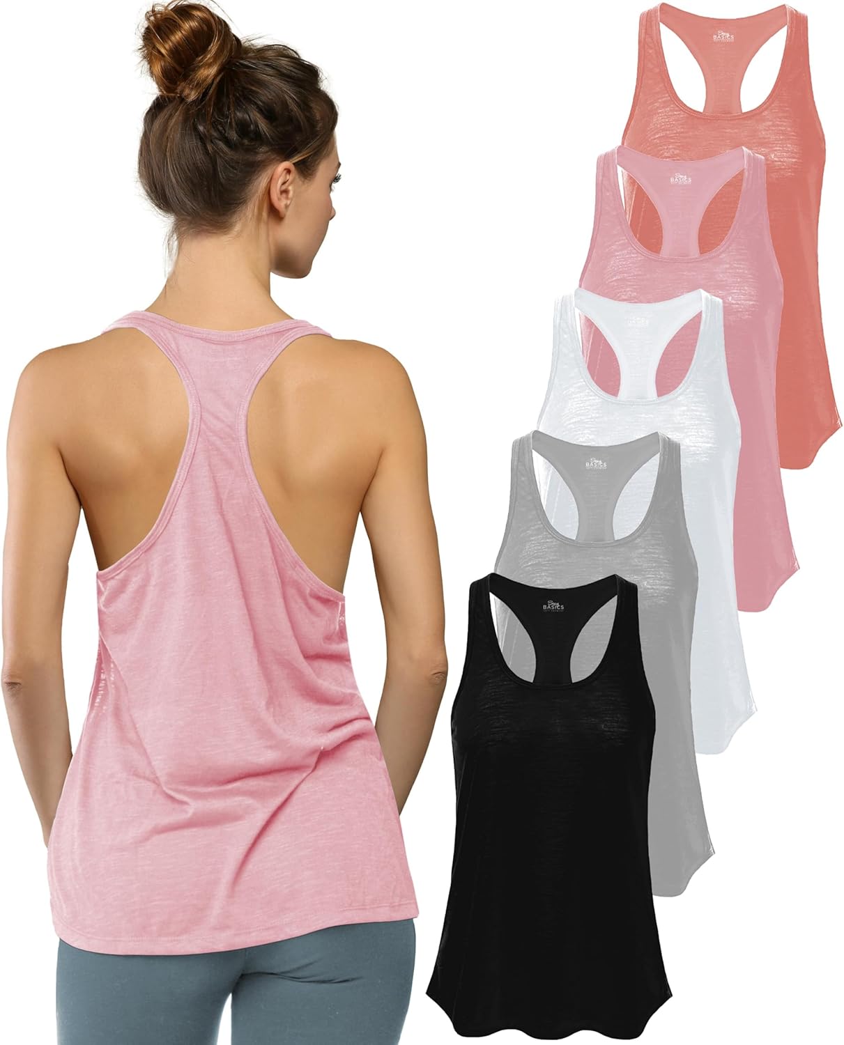 Women's 5 Pack Everyday Flowy Racer Back Workout Tank Tops