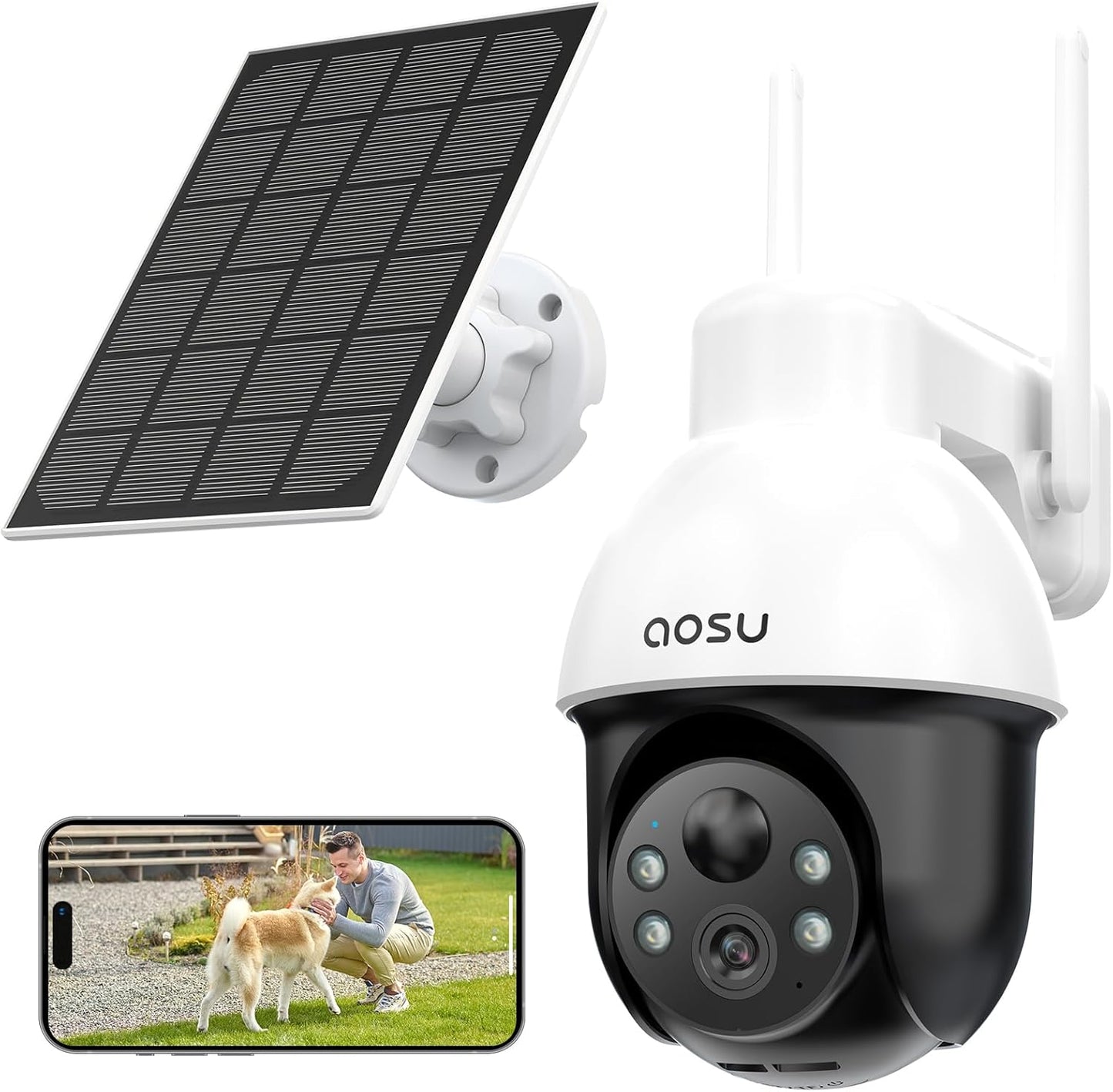 AOSU Wireless Solar Camera: 3K Panoramic View & Smart Detection