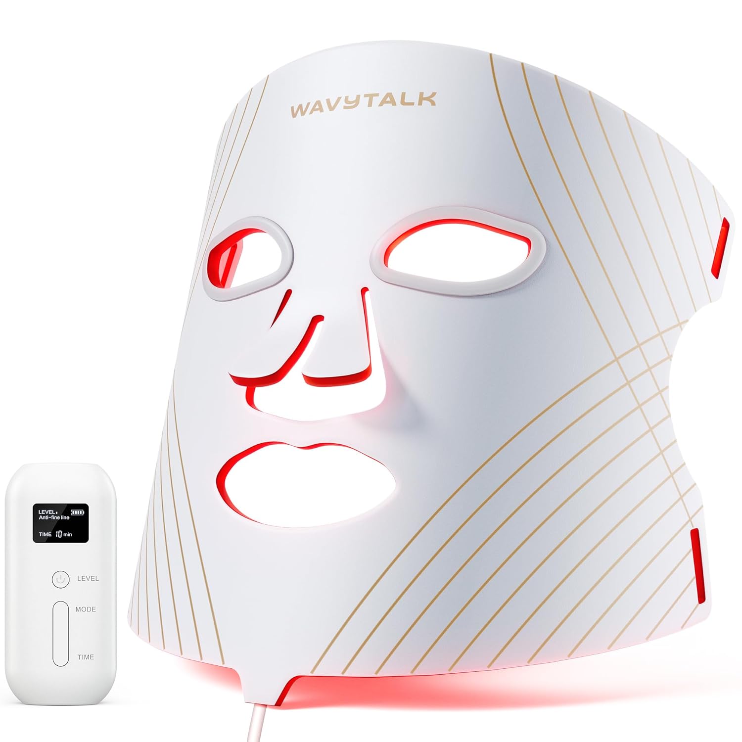 wavytalk Red Light Therapy Mask for Face - Glow Time LED