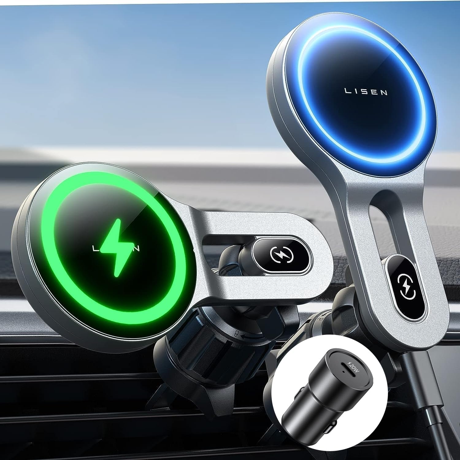 LISEN 15W MagSafe Car Charger: Fast & Secure!