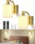 Battery Operated Wall Sconces Set of 2 - Long-Lasting Rechargeable