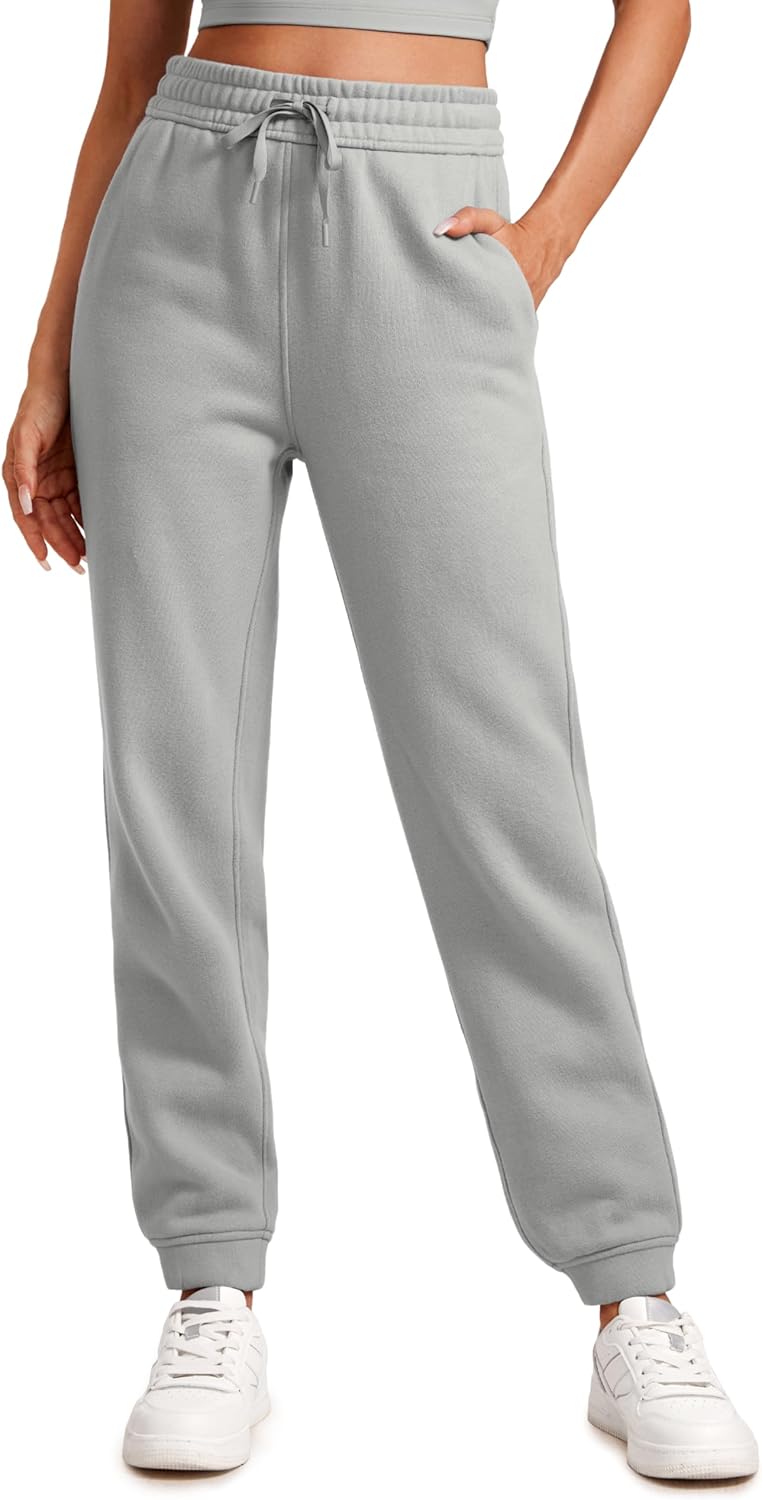 CRZ YOGA Cotton Fleece Lined Sweatpants for Women Comfort