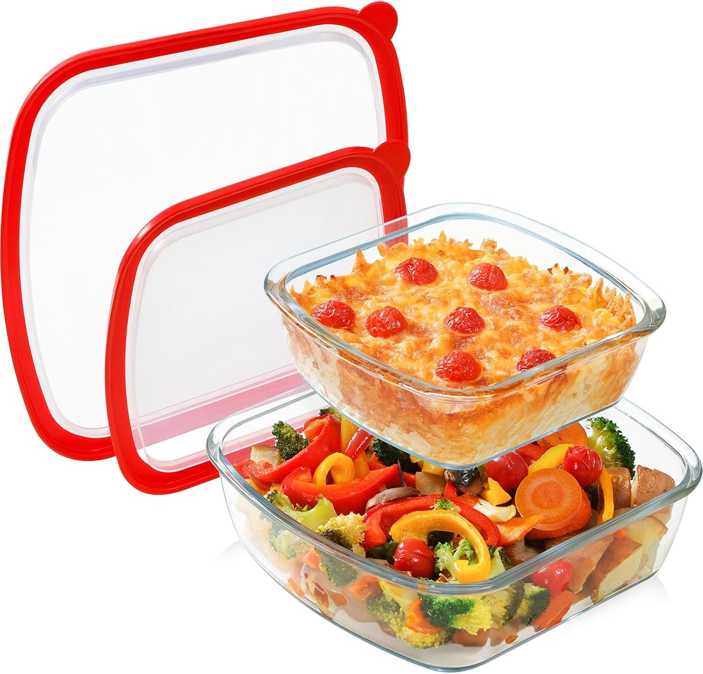 NUTRIUPS Deep Baking Dish Set with BPA-Free Lids for Versatile Cooking
