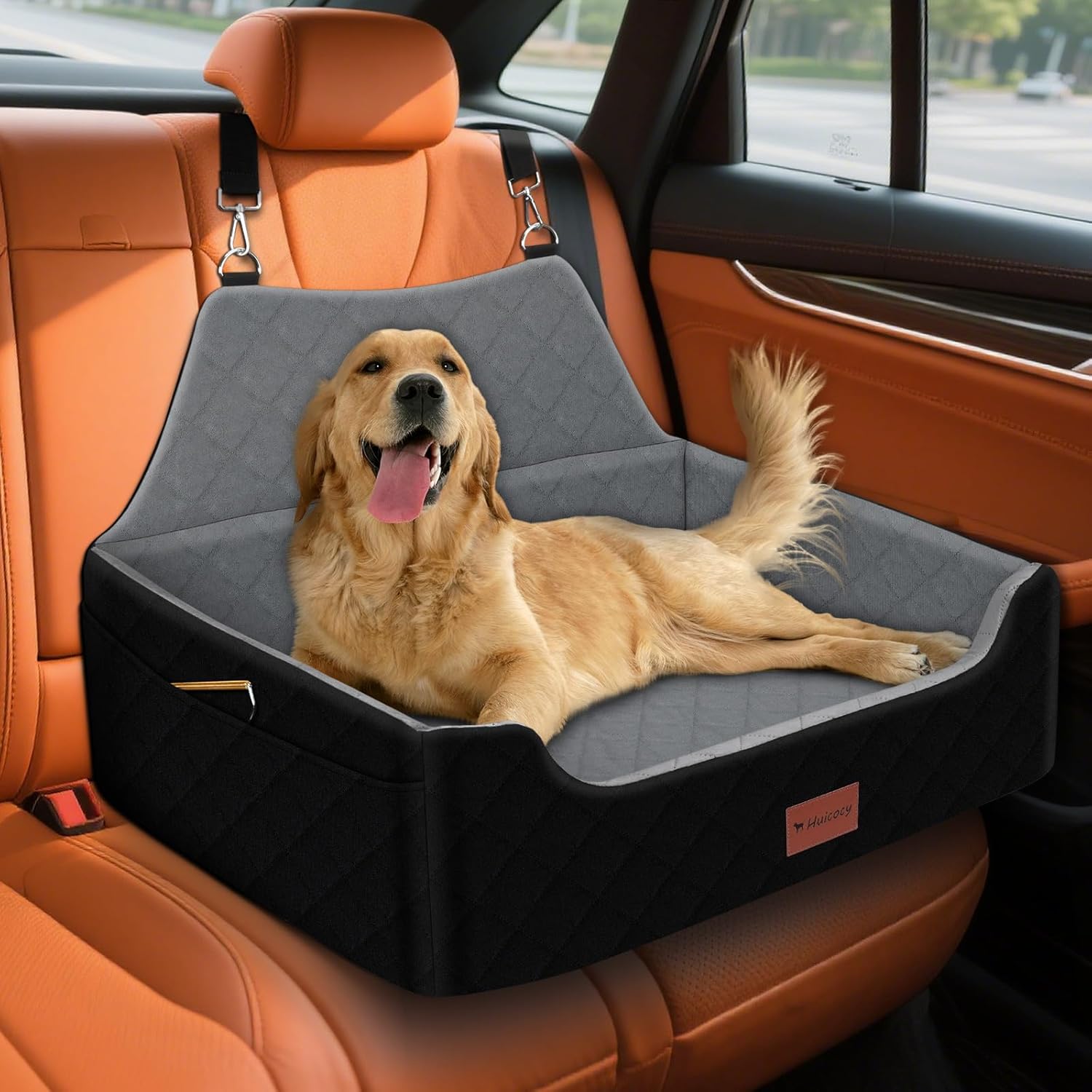 Dog Car Seat for Medium Large Dogs Under 55lbs with Safety Belts