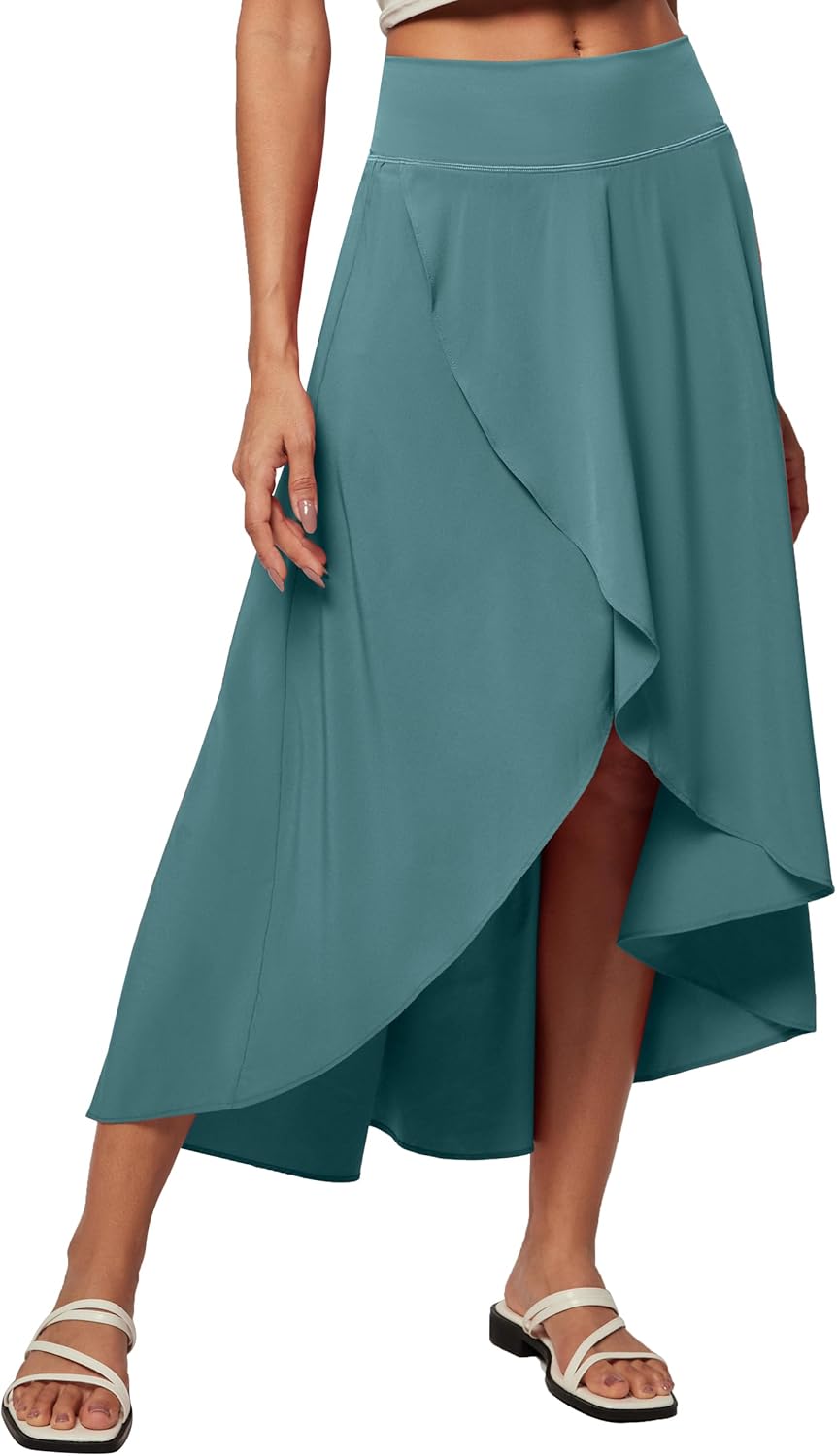 Heathyoga High Waist Wrap Skirt with Built-in Shorts for Women