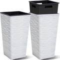 22 in Square Tapered Planter 2-Pack - Modern Wavy Finish