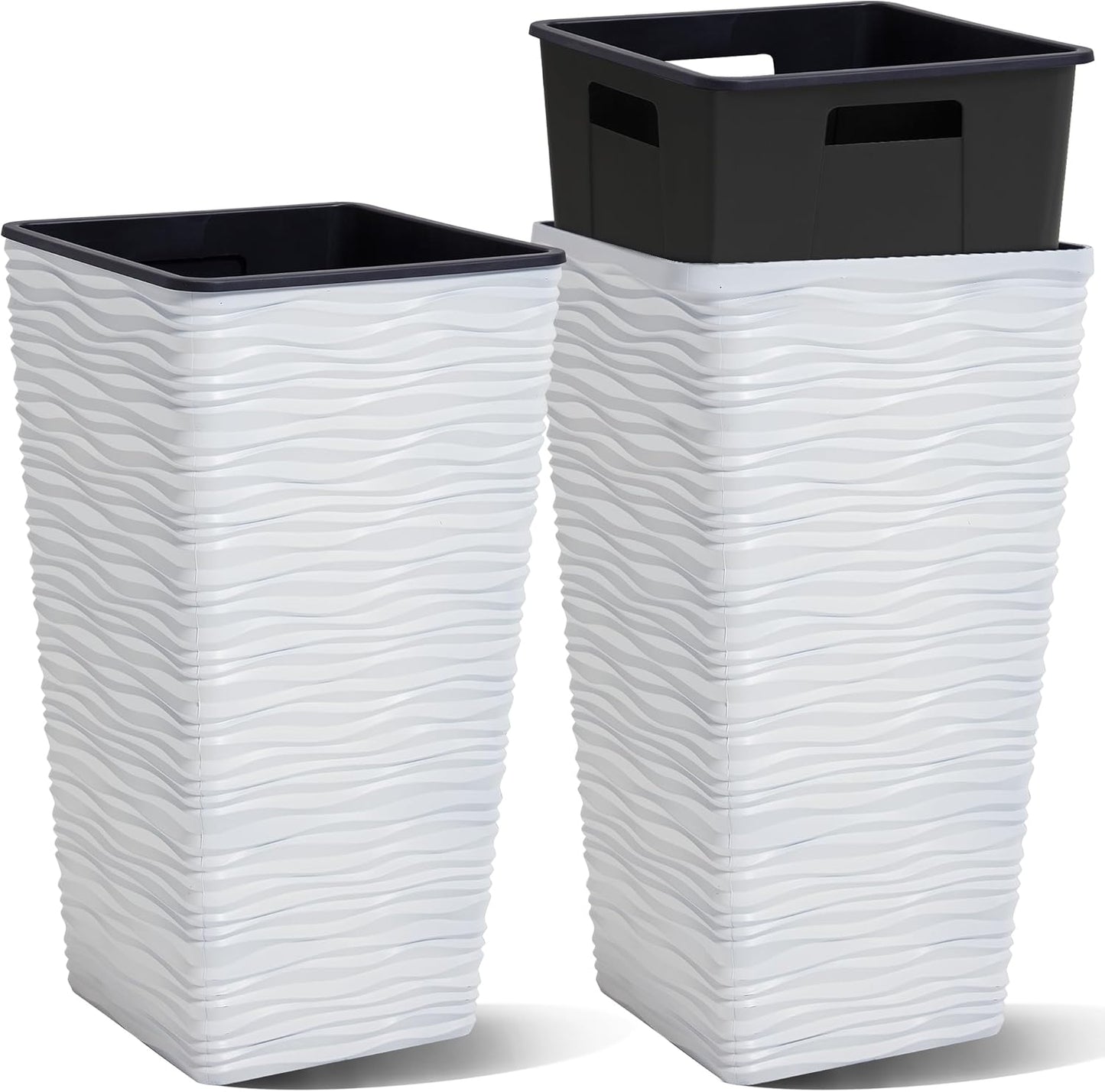 Stylish 22in H White Square Tapered Planters for Any Space