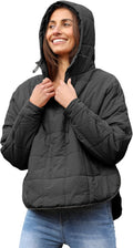 Quilted Pullover Puffer Jacket Lightweight Oversized Hoodie - Warm