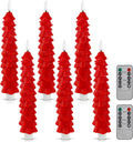Funtery 6 Pcs LED Christmas Tree Flameless Taper Candles - Safe Window