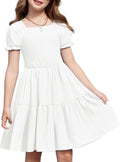 Arshiner Girls Summer Dress Tie Back Midi - Adjustable Fit & Pockets