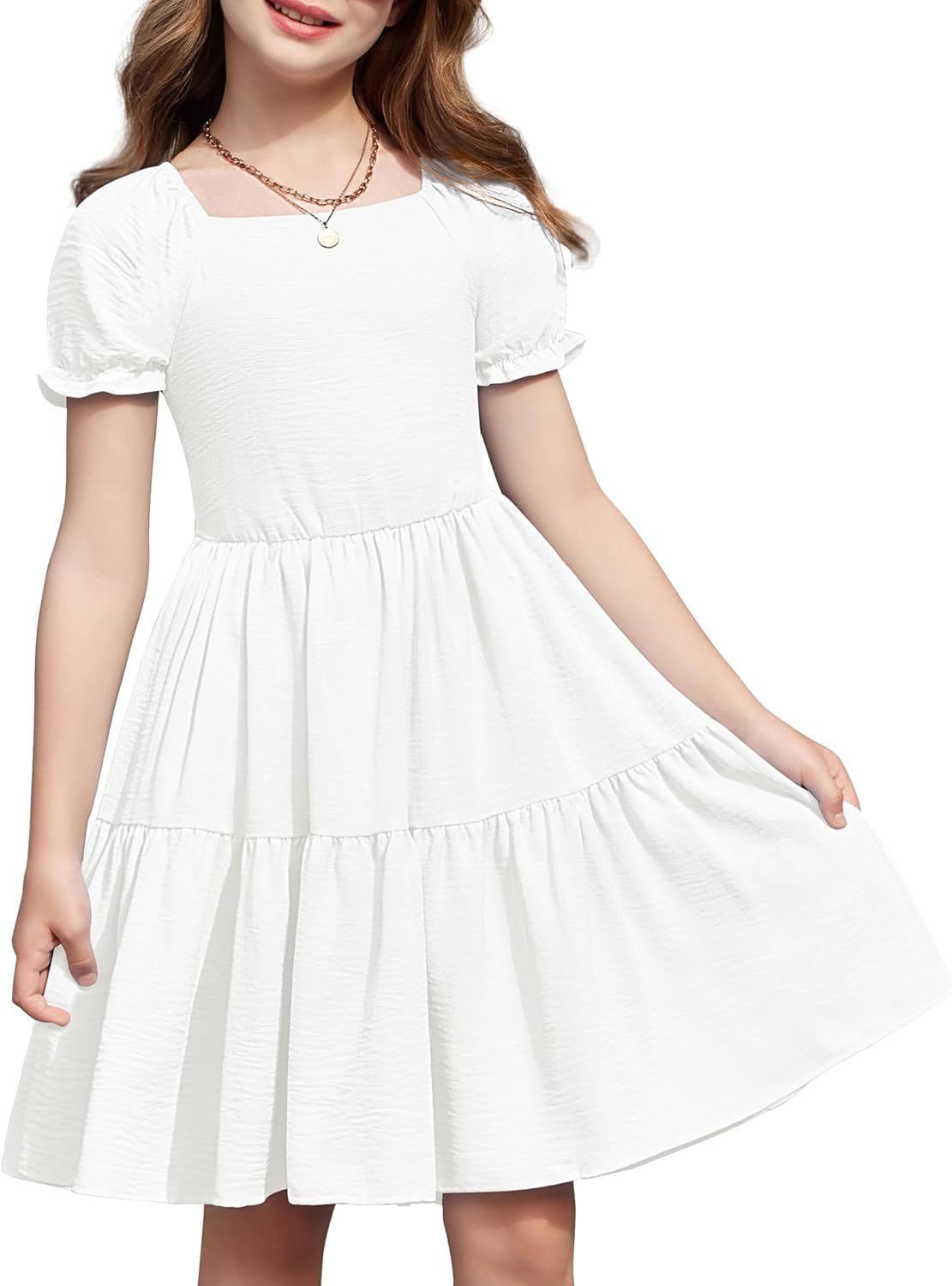 Arshiner Girls Summer Dress with Tie Back and Pockets for Fun