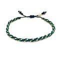 Woven Adjustable Knot Sailor Rope Bracelet Black Green White - Unisex